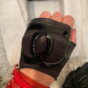 Chanel Fingerless Leather Gloves